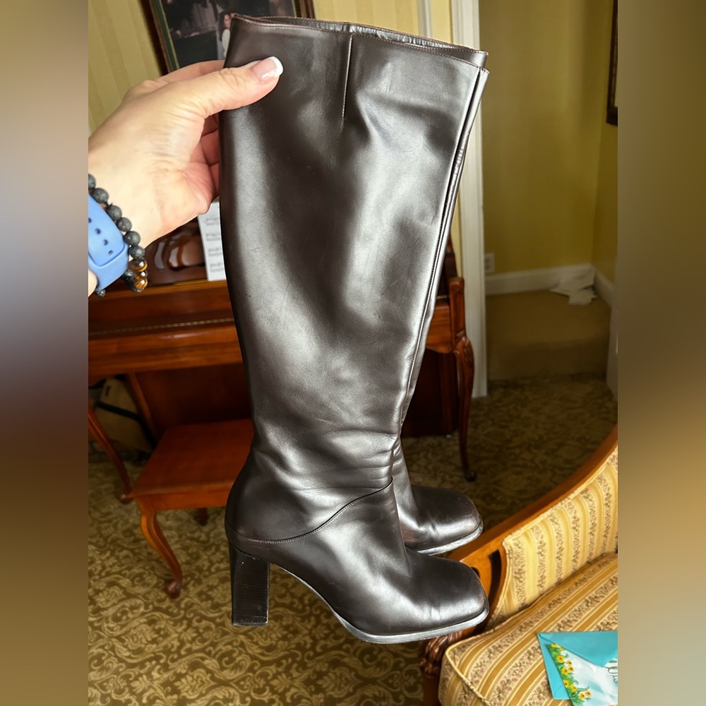 Vintage VIA SPIGA Brown  all Leather Knee-High Boots size 9.5